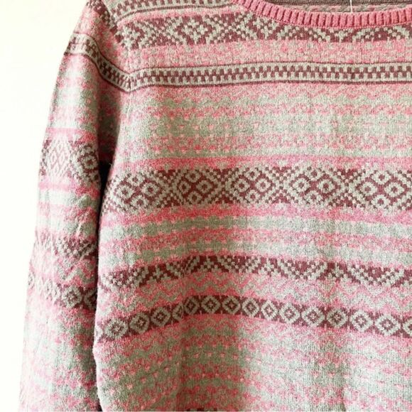 J Jill Dusty Purple Winter Print Crew Neck‎ Sweater Women’s Size Large L New $89 - Picture 5 of 9